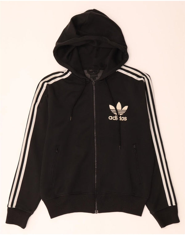Adidas - Sudadera con capucha y cremallera para mujer, talla 40, poliéster negro grande