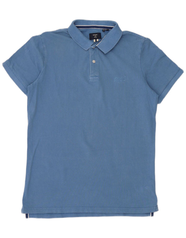 Superdry Mens Polo Shirt Large Blue Cotton