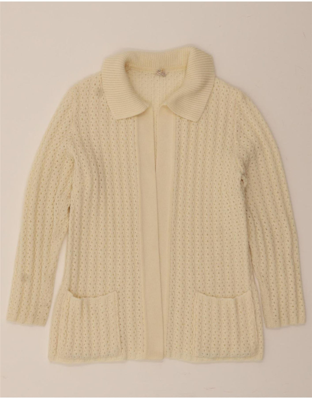 VINTAGE Womens Open Cardigan Sweater IT 44 Medium Off White Vintage Vintage and Second-Hand Vintage from Messina Hembry 