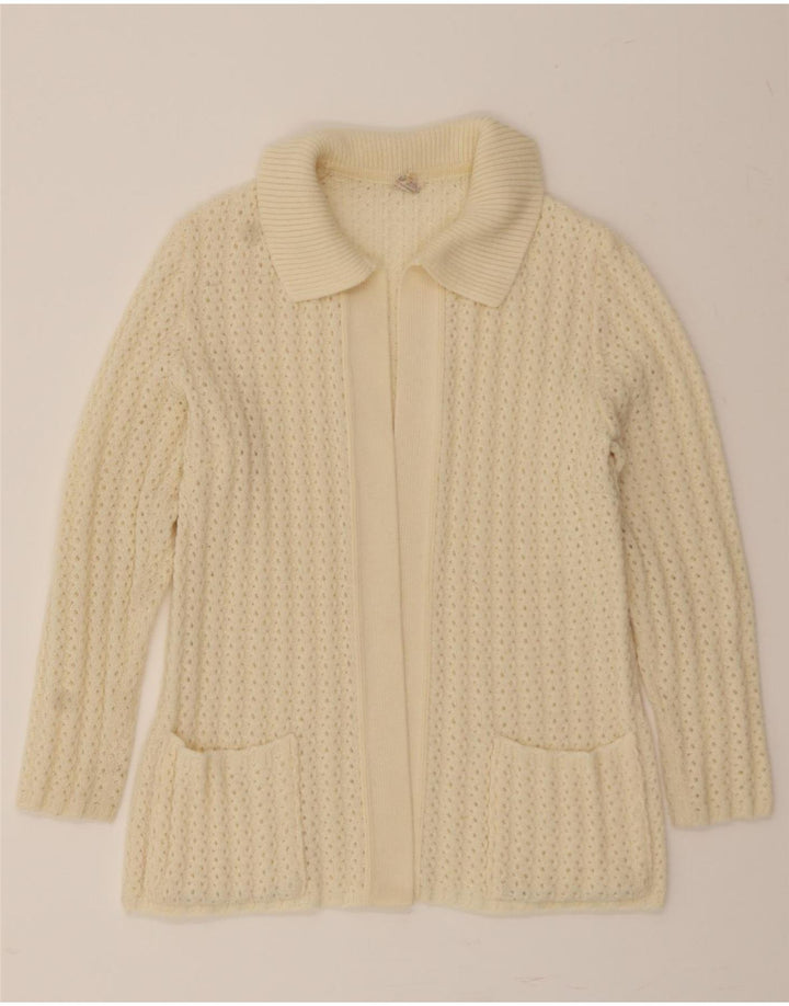 VINTAGE Womens Open Cardigan Sweater IT 44 Medium Off White Vintage Vintage and Second-Hand Vintage from Messina Hembry 