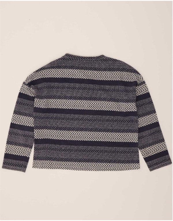 Zara Mujer Trafaluc Top Manga Larga UK 10 Small Azul Marino Rayas
