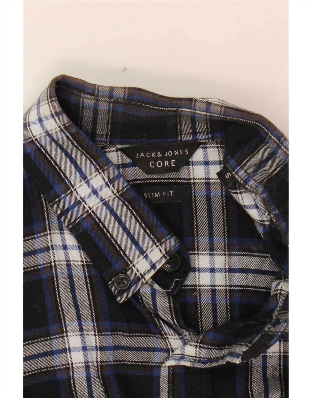 Jack & Jones Hombre Camisa De Franela Slim Fit A Cuadros Azules Pequeños