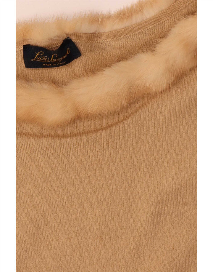 Luisa Spagnoli Top para mujer manga 3/4 UK 42 Lana beige medio