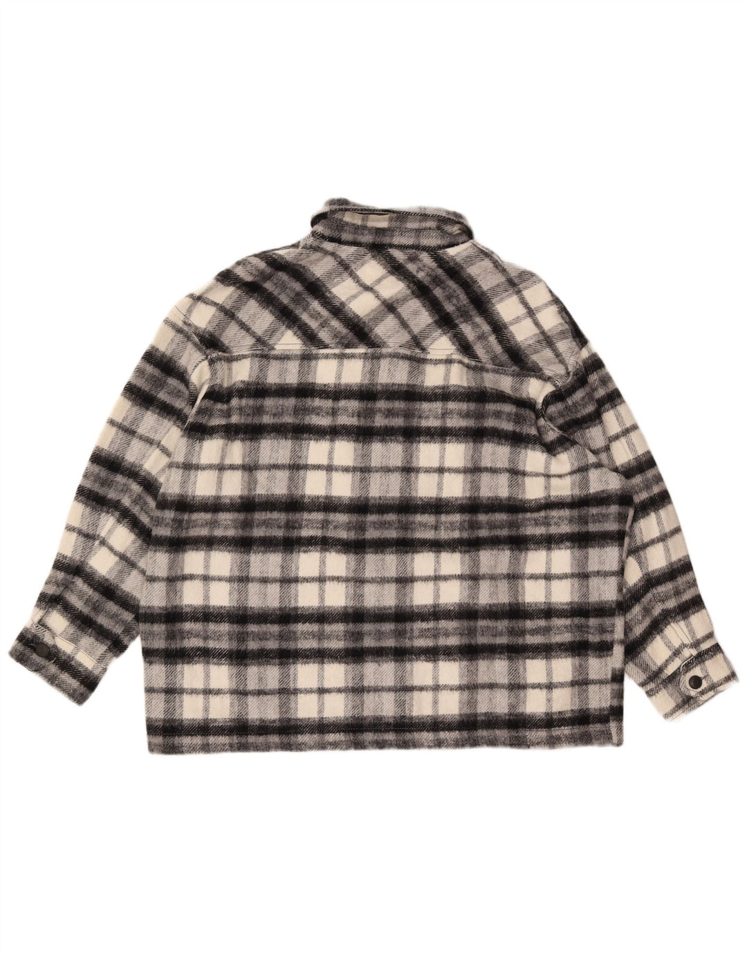 ZARA Camisa de franela extragrande para mujer UK 46 Large Black Plaid