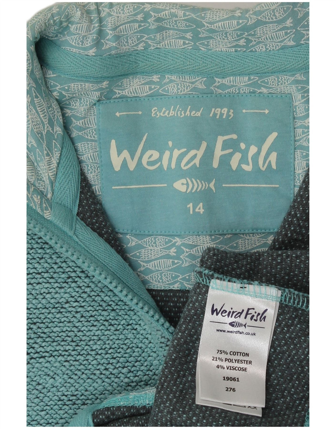 Weird Fish - Chaqueta de chándal para mujer, talla grande, algodón azul