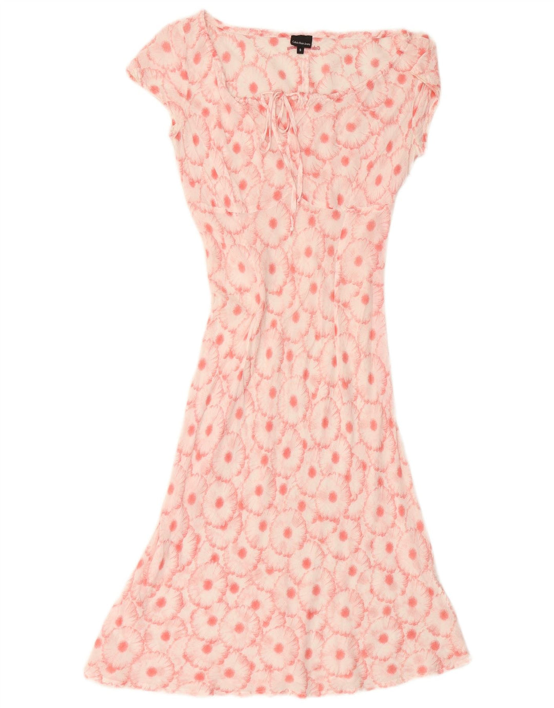 CALVIN KLEIN Vestido básico para mujer UK 10 Pequeño algodón floral rosa
