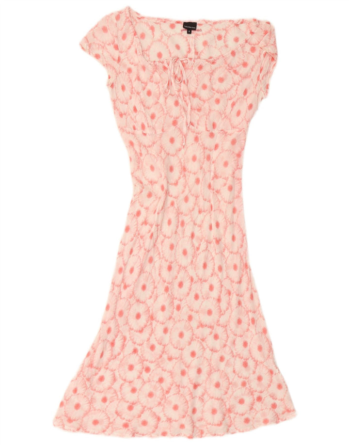 CALVIN KLEIN Vestido básico para mujer UK 10 Pequeño algodón floral rosa