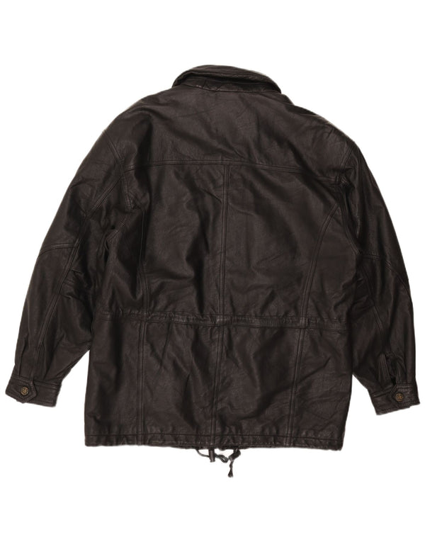 DON CAMILLO Chaqueta de Cuero Hombre IT 48 Mediana Cuero Negro