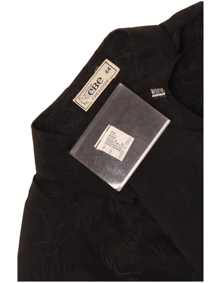 Blusa vintage de manga larga para mujer Top IT 44 Medio Negro Geométrico
