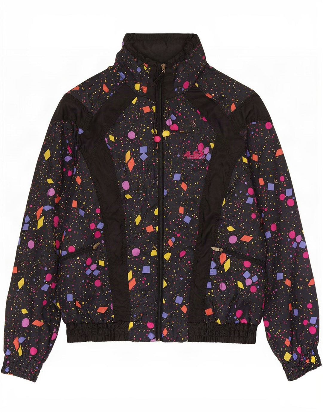 Alex Athletics - Chándal para hombre, chaqueta superior, tamaño pequeño, negro, geométrico, retro