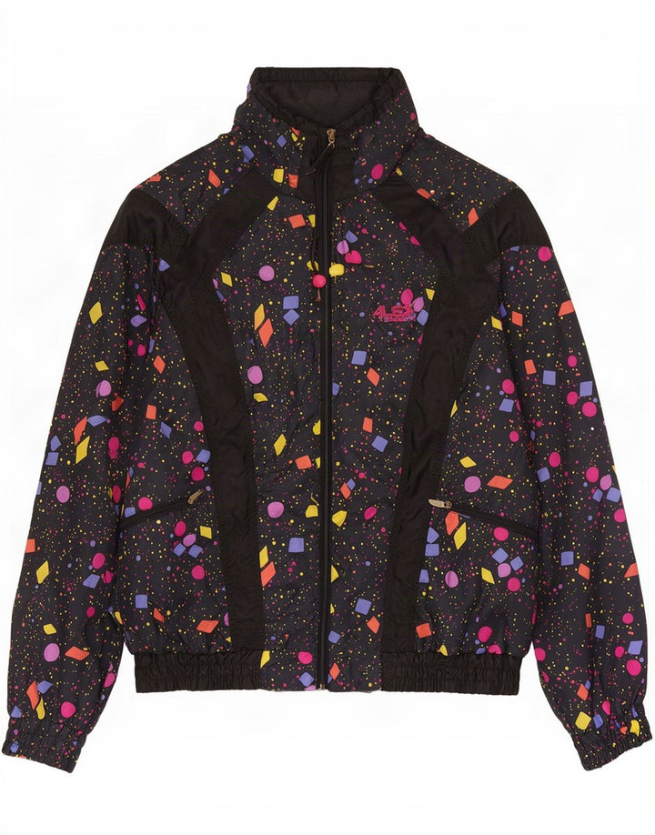 Alex Athletics - Chándal para hombre, chaqueta superior, tamaño pequeño, negro, geométrico, retro