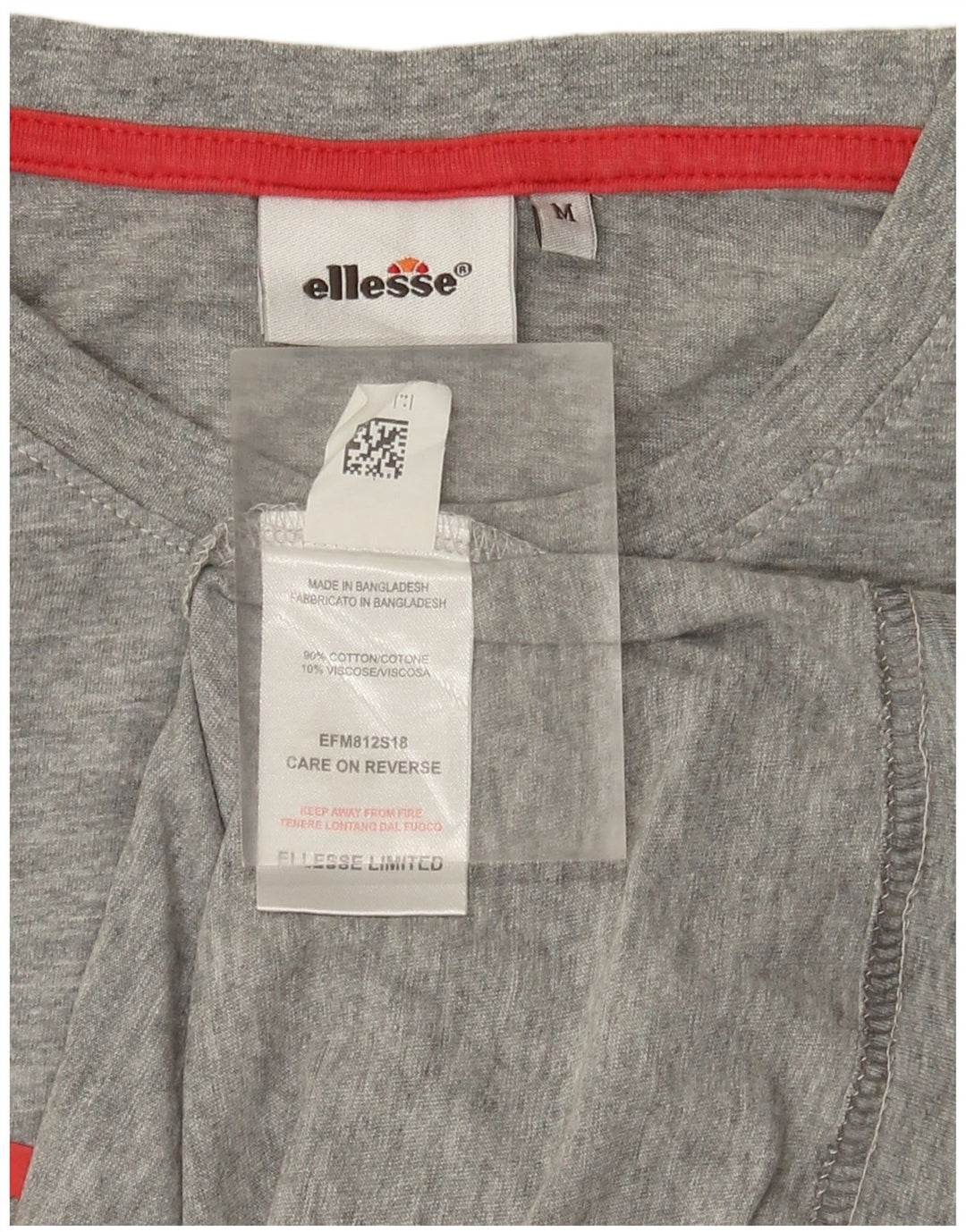 Ellesse Hombre Camiseta Gráfica Top Algodón Gris Medio