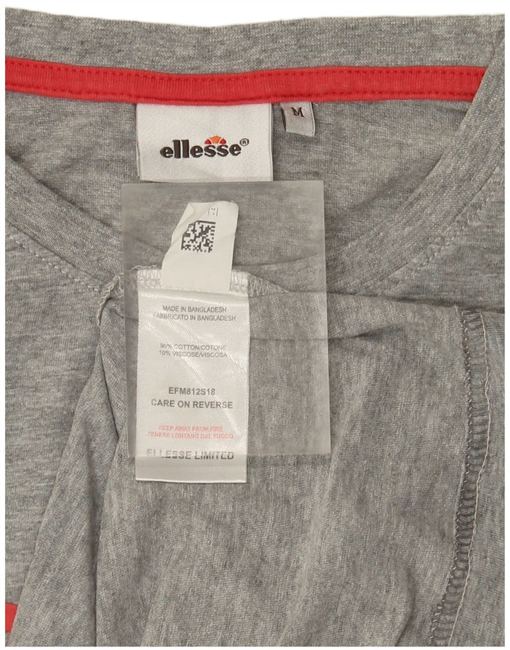 Ellesse Hombre Camiseta Gráfica Top Algodón Gris Medio