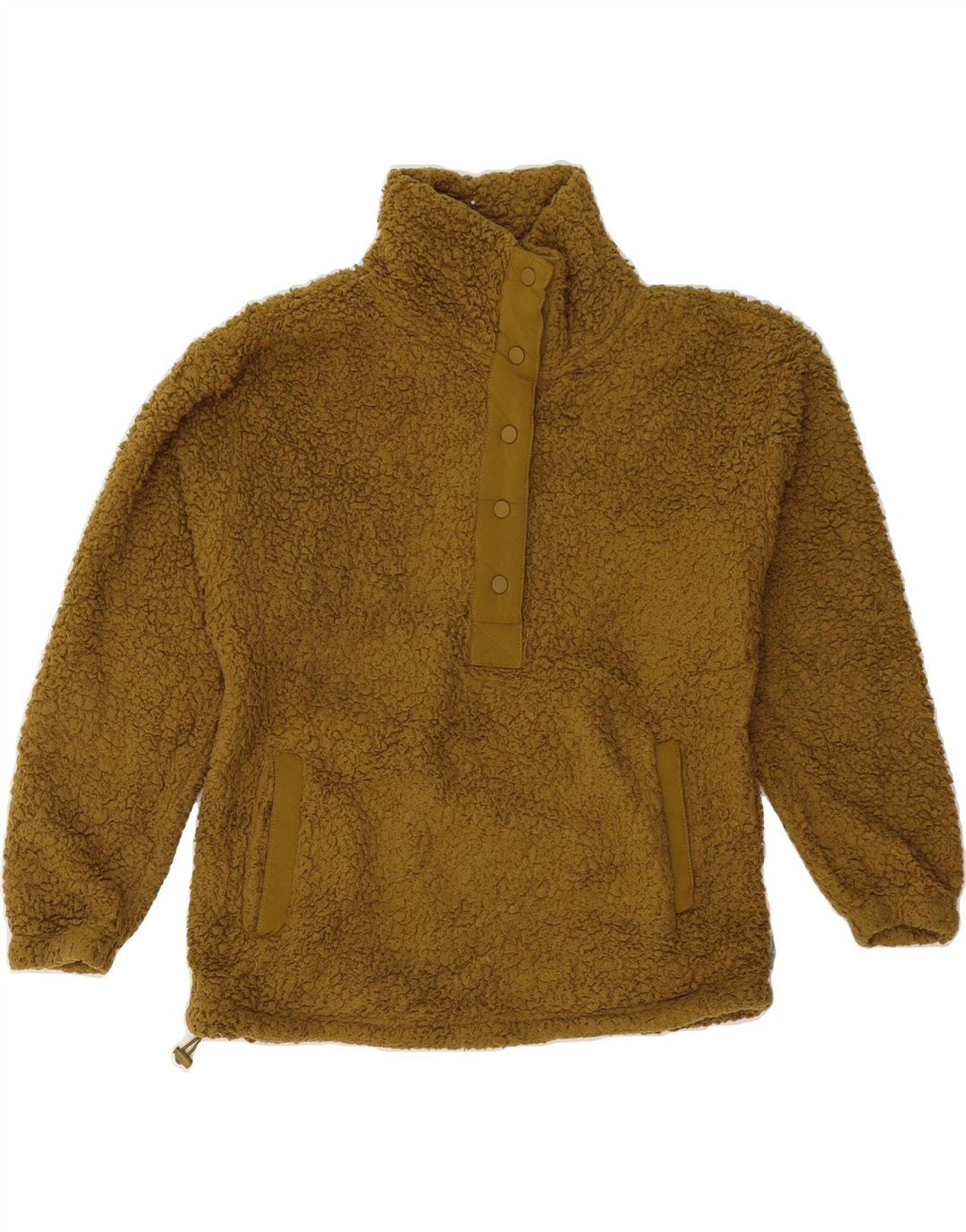 EDDIE BAUER Womens Oversized Button Neck Fleece Jumper UK 6 XS Brown Vintage Eddie Bauer and Second-Hand Eddie Bauer from Messina Hembry 