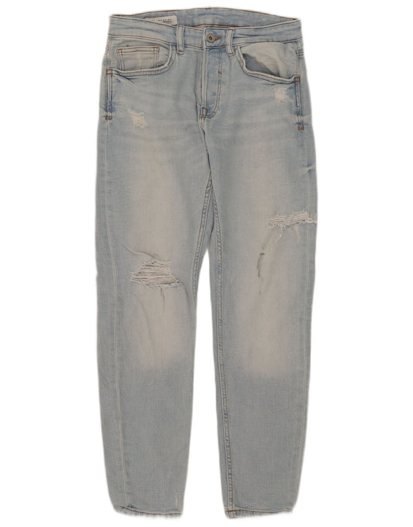 Zara Jeans cónicos desgastados para hombre EU 38 Small W30 L29 Algodón azul