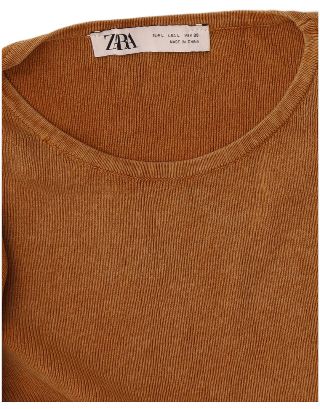 Zara Mujer Crop Top Manga Larga UK 44 Grande Beige