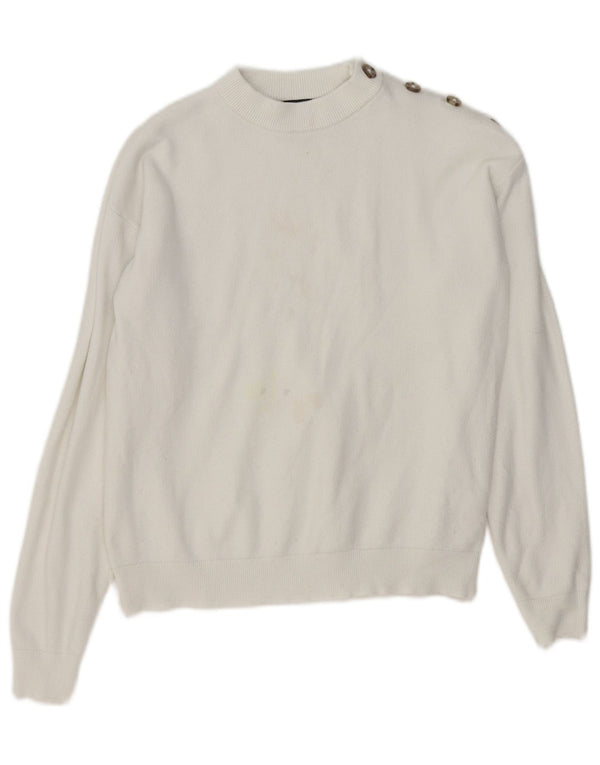 Marks & Spencer Suéter de cuello redondo para mujer UK 10 Small White Viscosa