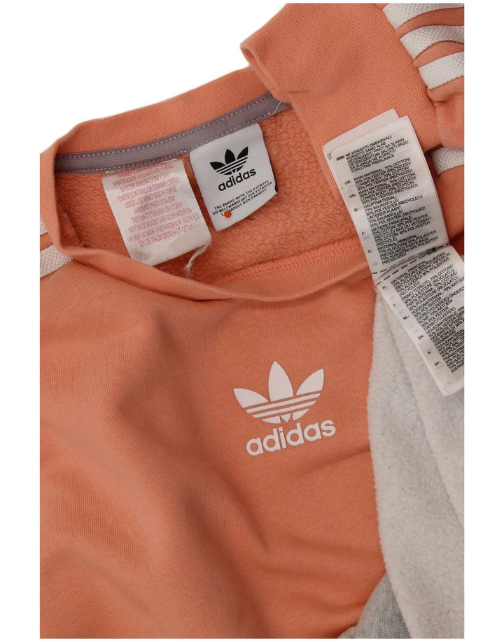 ADIDAS Sudadera para mujer Jumper UK 12 Medio Naranja Colorblock Algodón