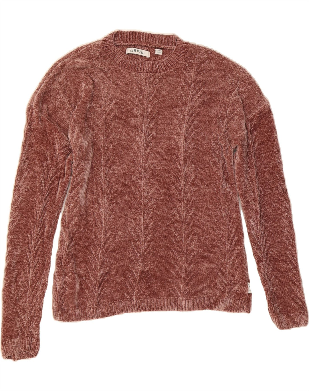 ORVIS Womens Oversized Crew Neck Jumper Sweater UK 6 XS Brown Polyester Vintage Orvis and Second-Hand Orvis from Messina Hembry 