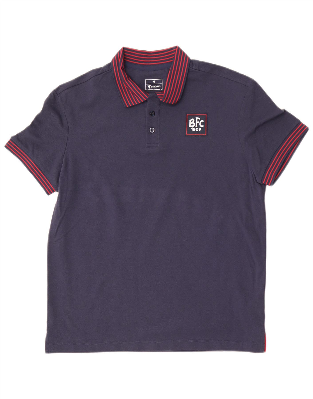 Polo Macron Hombre De Algodón A Rayas Azul Marino Medio