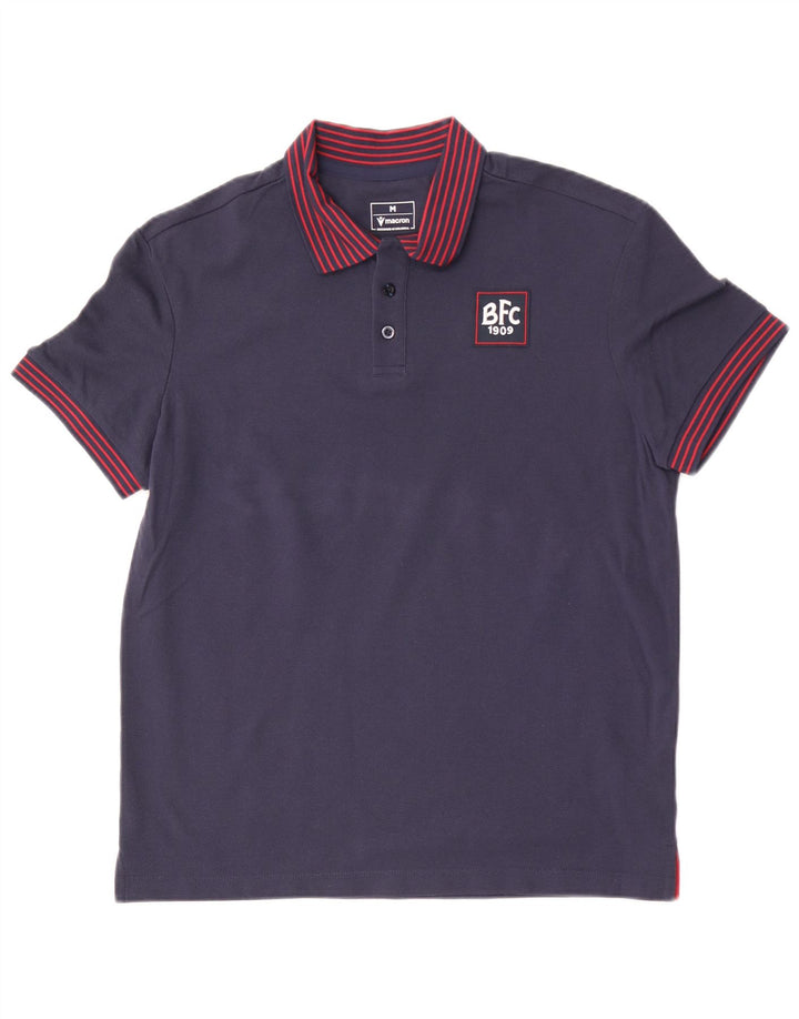 Polo Macron Hombre De Algodón A Rayas Azul Marino Medio