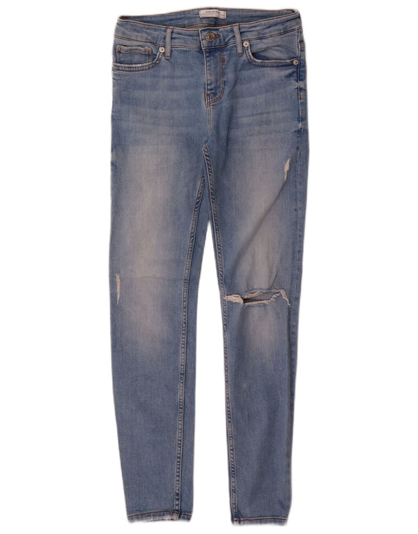 Zara Jeans Ajustados Desgastados para Mujer EU 38 Small W28 L27 Azul