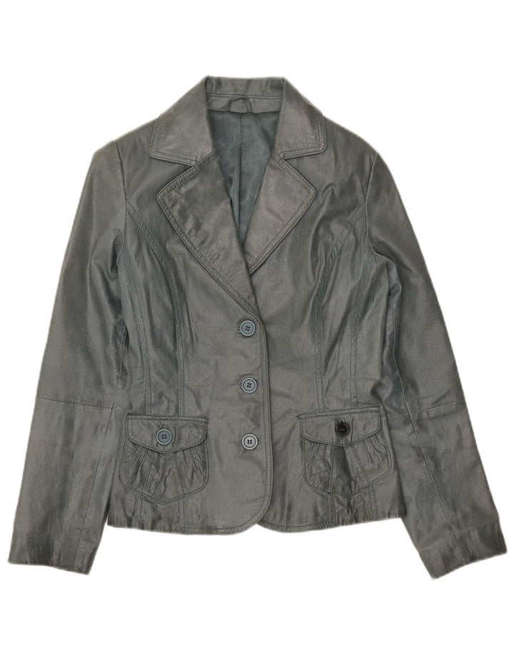 Vintage mujer 3 botones Blazer chaqueta Reino Unido 10 pequeño gris