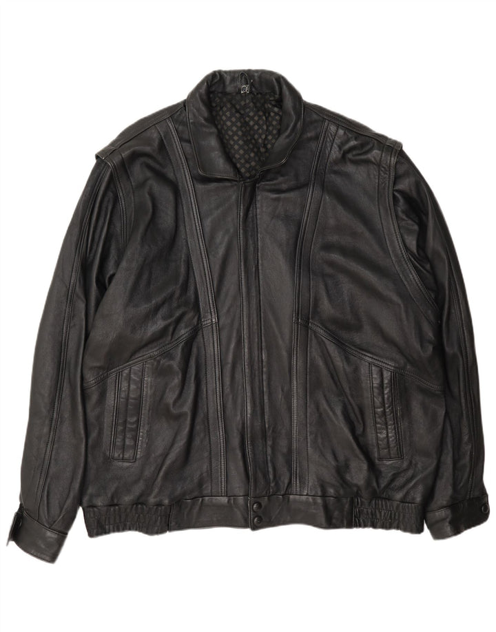 Vintage hombres Zip vuelo aviador chaqueta Reino Unido 42 XL negro