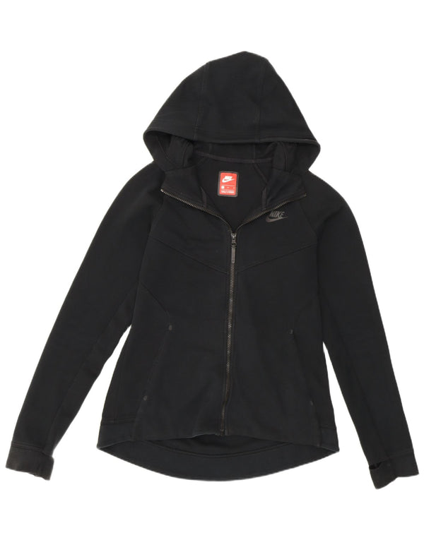 NIKE Sudadera con capucha y cremallera para mujer UK 12 Medium Black Cotton