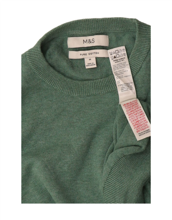 Marks & Spencer Jersey de cuello redondo para hombre de algodón verde medio