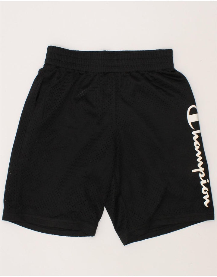 CHAMPION Boys Graphic Sport Shorts 7-8 Years Small Black Polyester Vintage Champion and Second-Hand Champion from Messina Hembry 