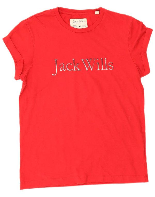 Jack Wills Camiseta gráfica para mujer Top UK 8 Small Red Cotton
