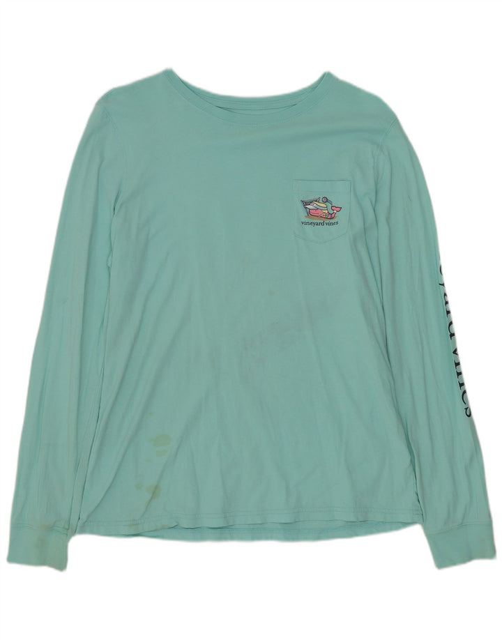 Vineyard Vines Top gráfico para mujer manga larga UK 44 Algodón azul medio