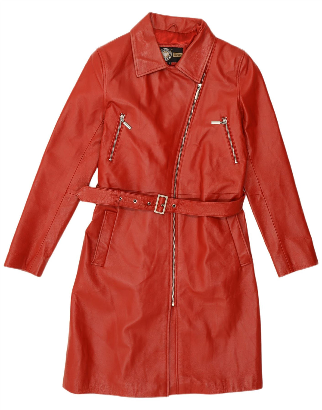 Abrigo de cuero Kara para mujer UK 10 Small Red Leather