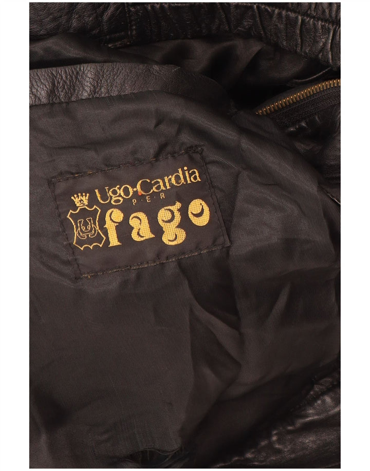 Chaqueta de cuero vintage para hombre Reino Unido 42 XL cuero negro