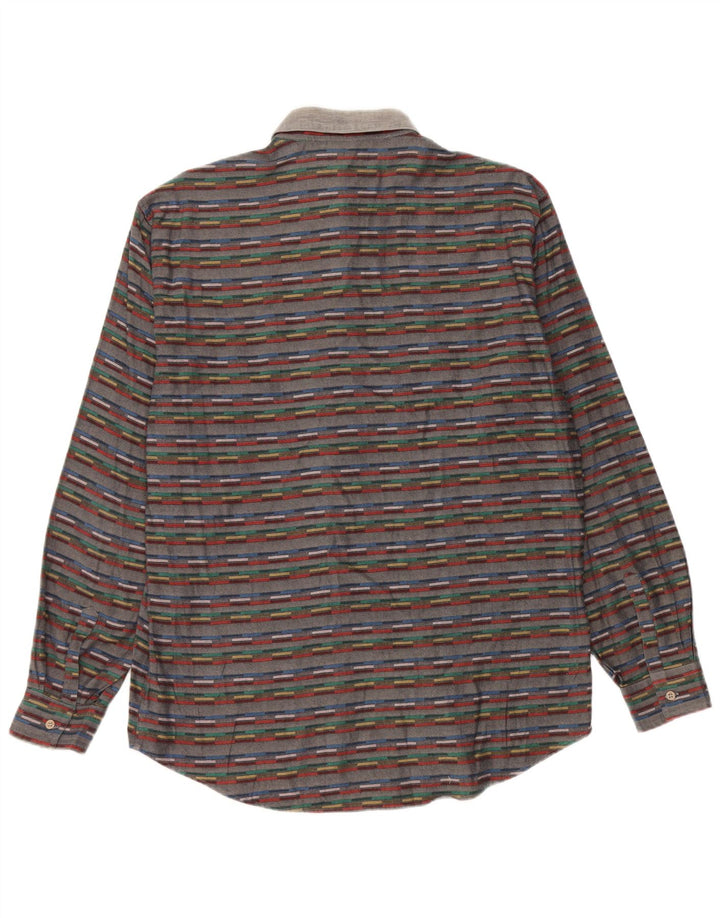 Camisa vintage para hombre talla 41 16 algodón a rayas gris grande