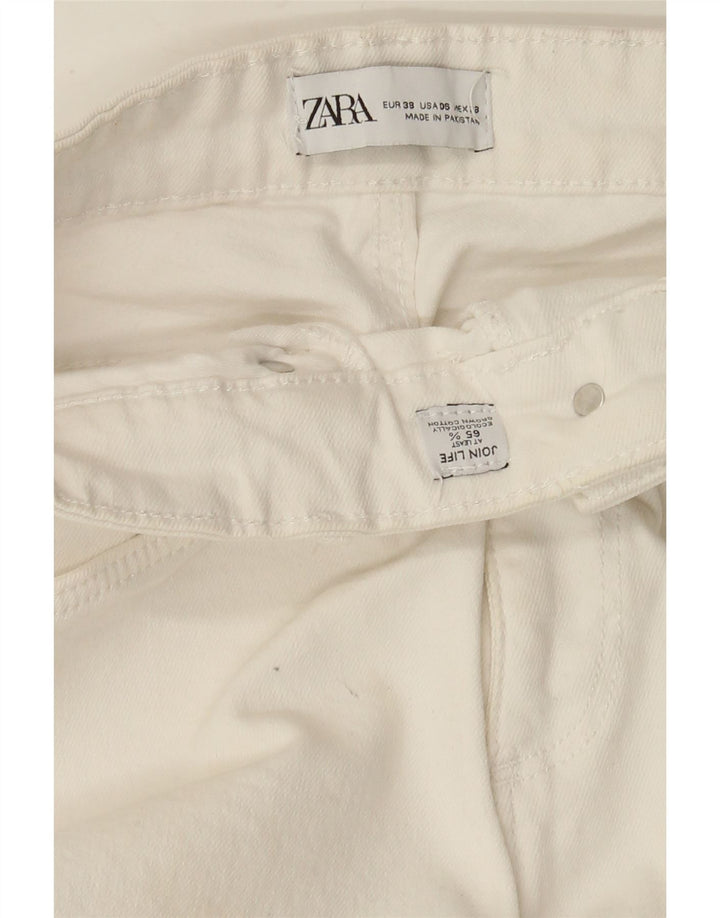 Zara Jeans Acampanados Para Mujer EU 38 Small W28 L26 Algodón Blanco