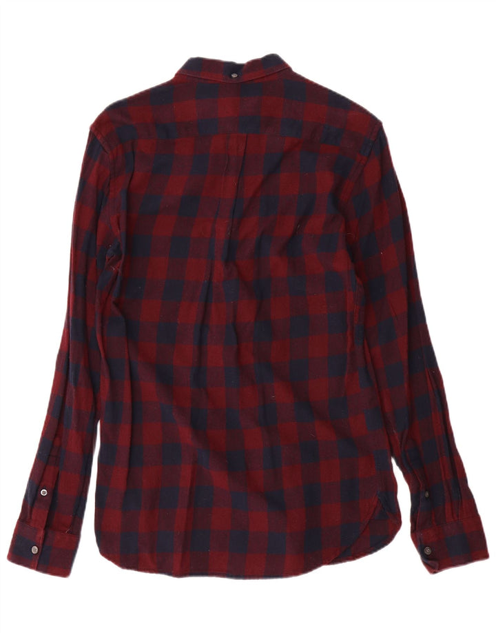 Camisa de franela para hombre de French Connection, tamaño pequeño, de algodón a cuadros, color rojo