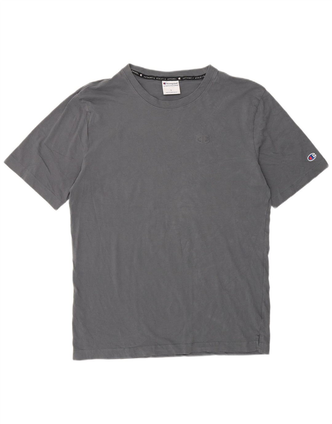 Champion Camiseta Regular para Hombre Top Grande Gris Algodón