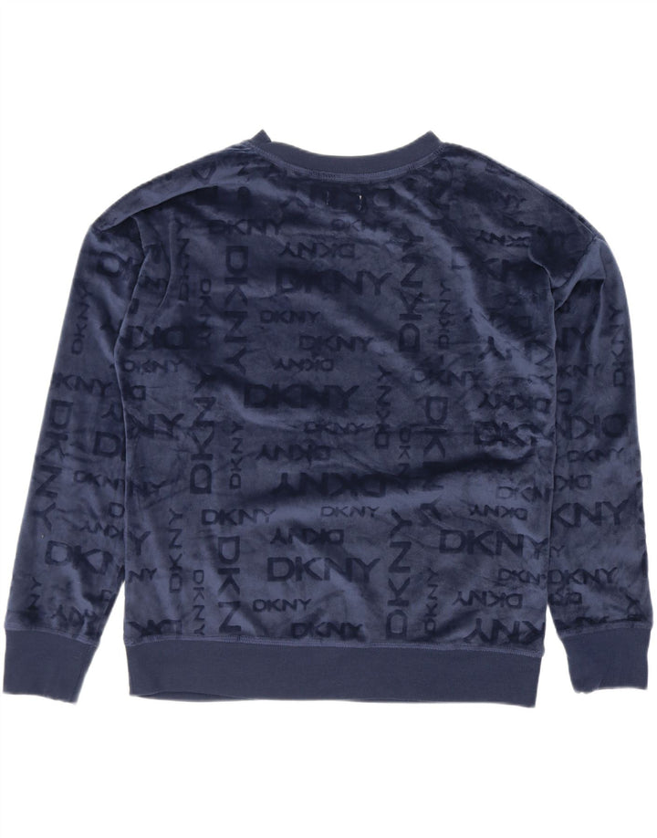 Dkny Sudadera con gráfico extragrande para mujer, talla 10, color azul marino