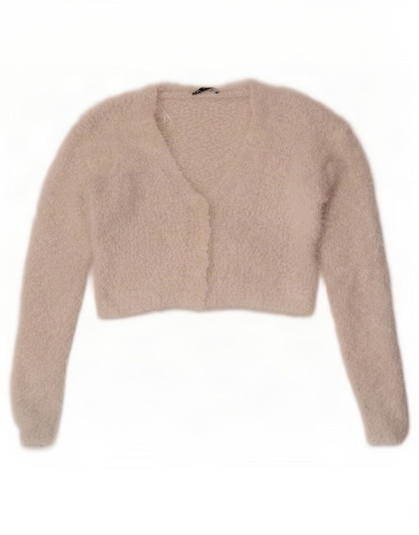 Zara Mujer Crop Cardigan Suéter UK 12 Mediano Blanco