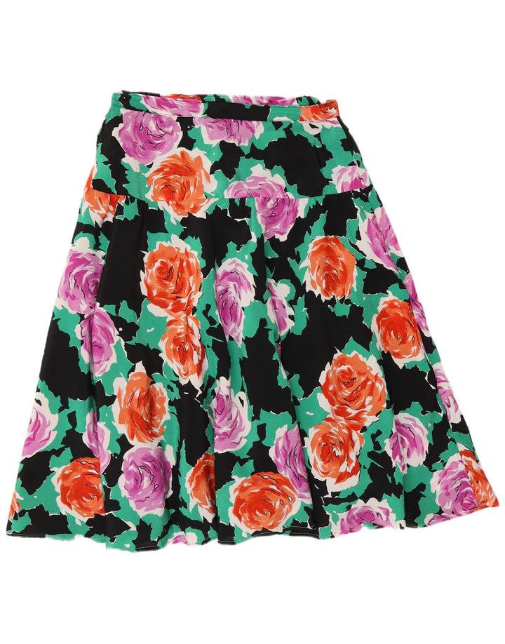 Vintage mujer falda acampanada W28 medio multicolor floral