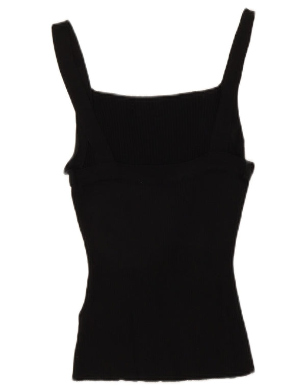 Zara Mujer Crop Cami Top UK 42 Medium Viscosa Negra
