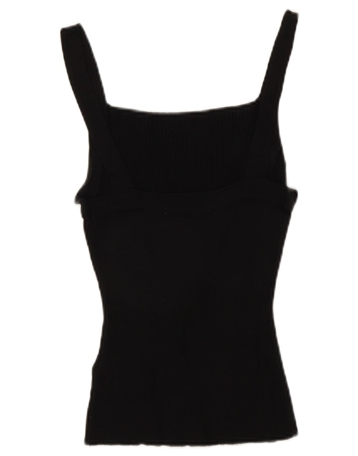 Zara Mujer Crop Cami Top UK 42 Medium Viscosa Negra