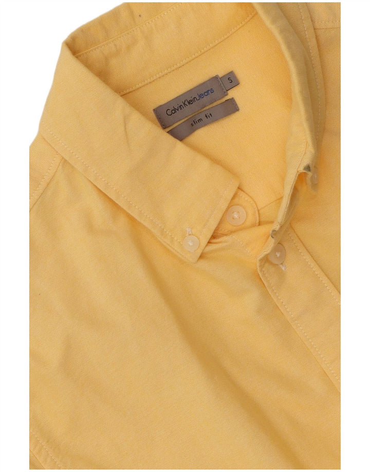 Calvin Klein Jeans Camisa Slim Fit de Manga Corta para Hombre Amarillo Pequeño