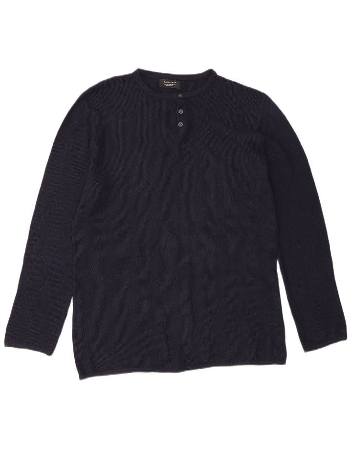 Zara Hombre Top Manga Larga Medio Azul Marino