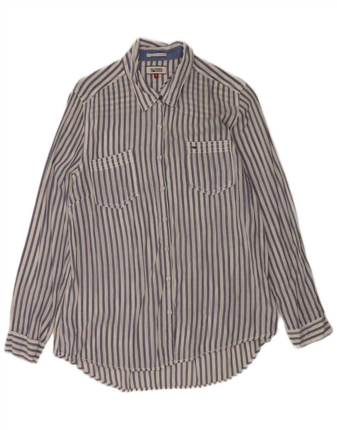 Camisa Tommy Hilfiger para mujer UK 44 Viscosa a rayas blancas medianas