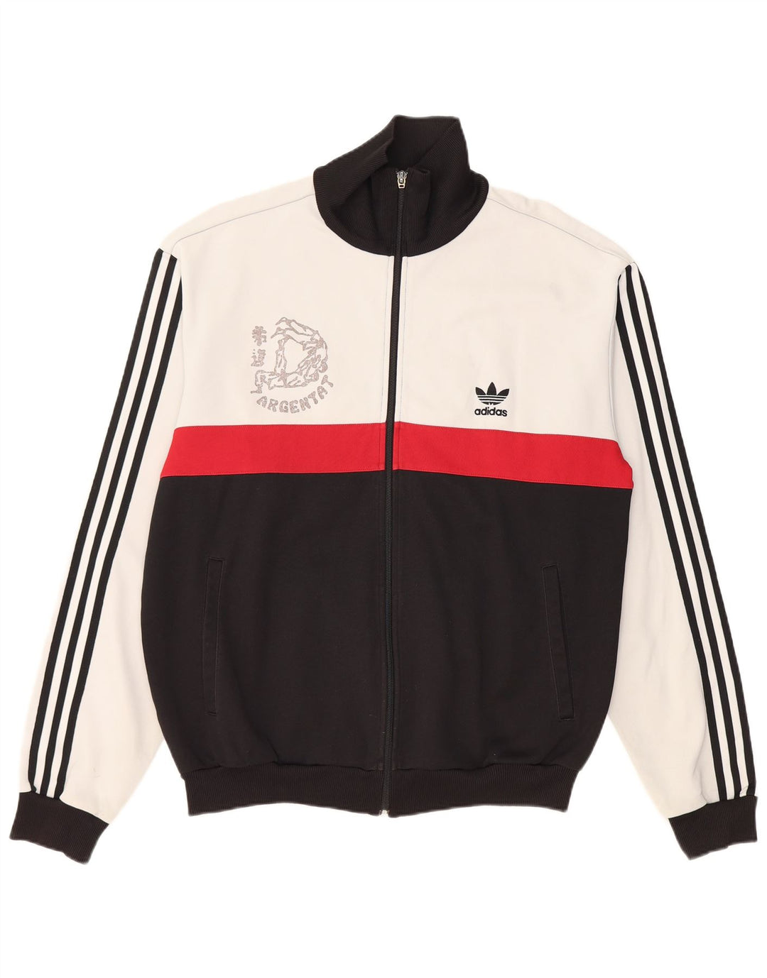 Adidas Hombre Gráfico Chándal Top Chaqueta XL Negro Colorblock Algodón