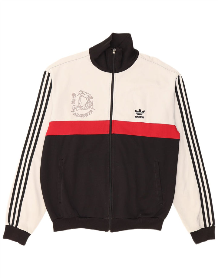 Adidas Hombre Gráfico Chándal Top Chaqueta XL Negro Colorblock Algodón