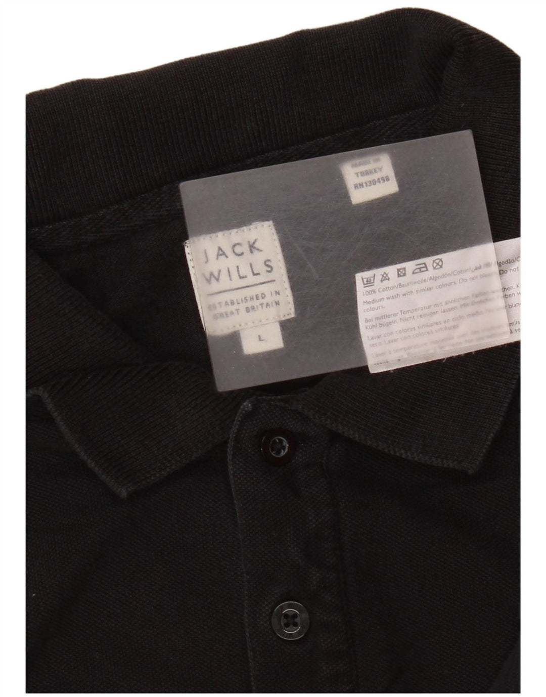 Jack Wills Polo para hombre grande de algodón negro